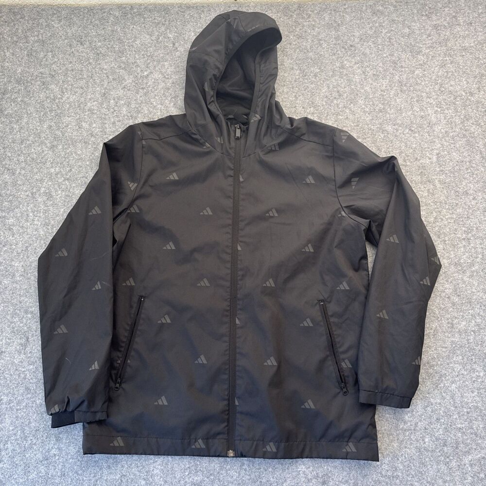 Adidas Men Mono Windbreaker Jacket Size Large Black